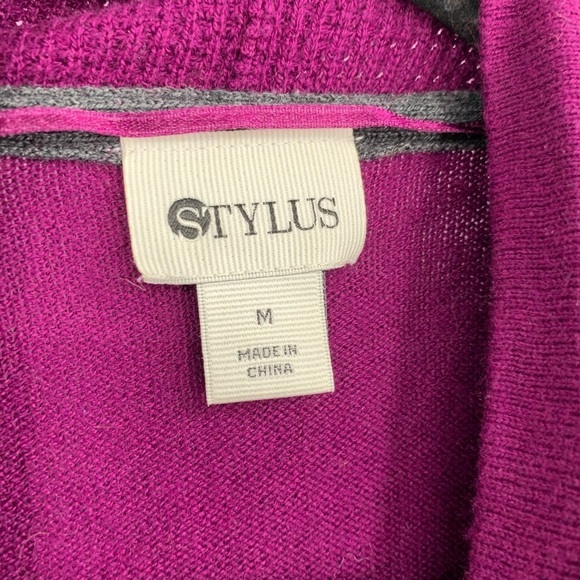 STYLUS Women's Purple Cardigan with Gray Accents - Picture 5 of 9